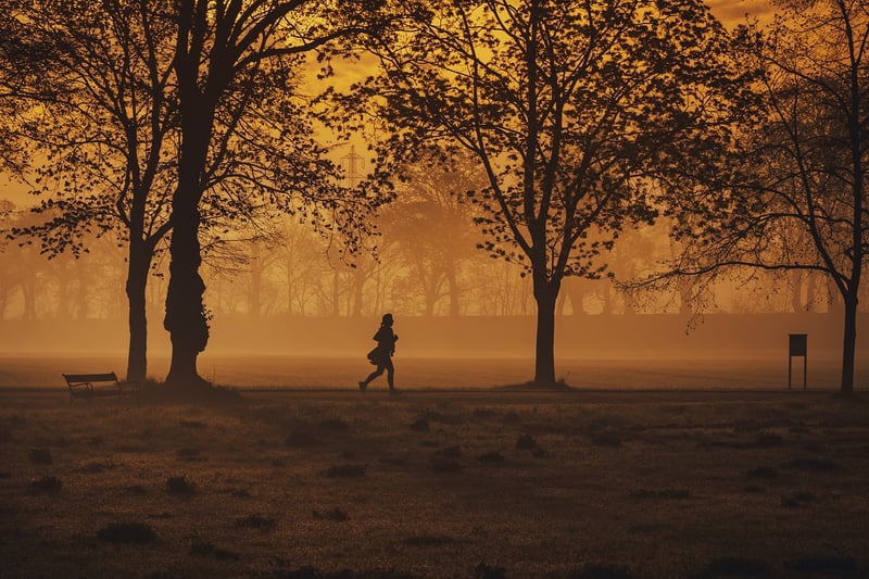 Person running on a path